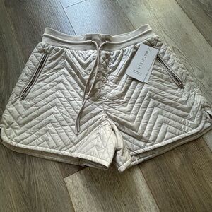 Athleta Cream Quilted Athletic Shorts